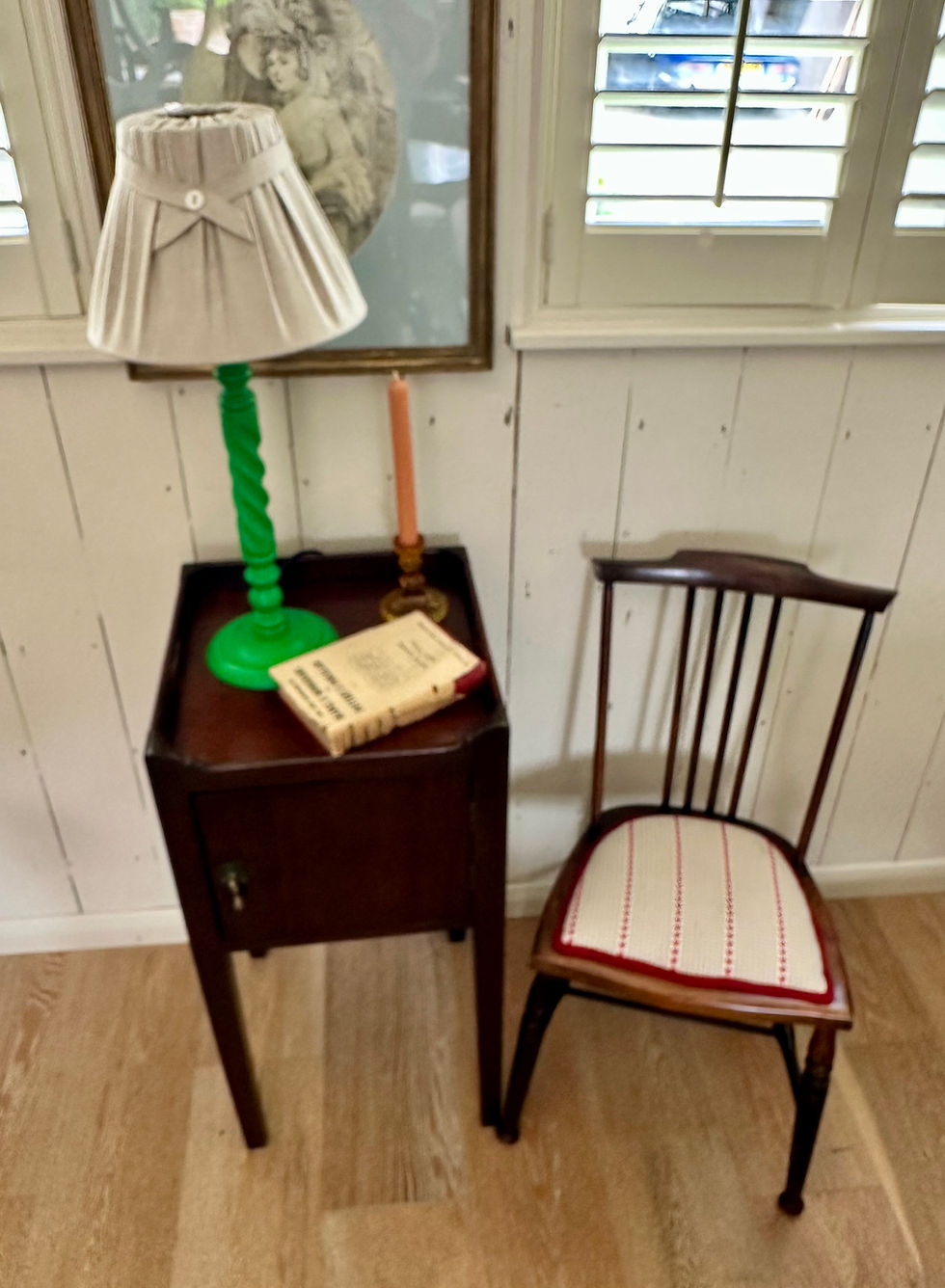 Thumbnail: Small Mahogany Bedside Table with Cupboard