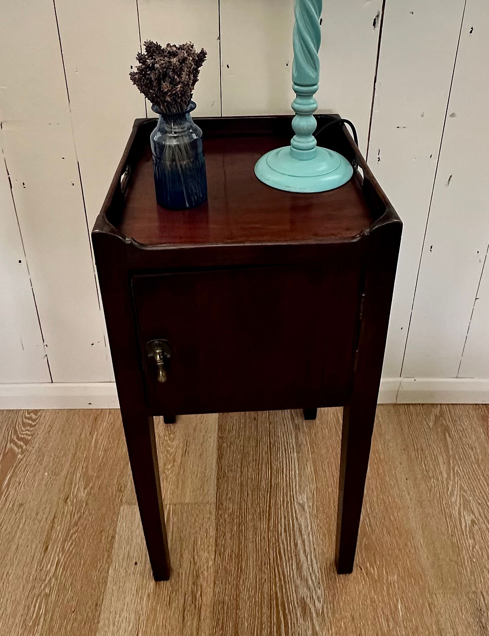 Thumbnail: Small Mahogany Bedside Table with Cupboard