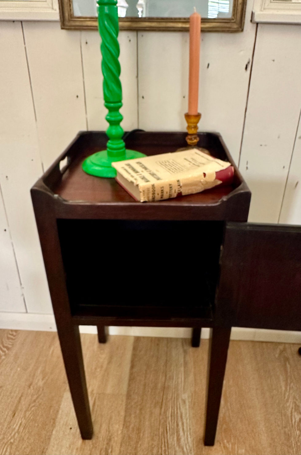 Thumbnail: Small Mahogany Bedside Table with Cupboard