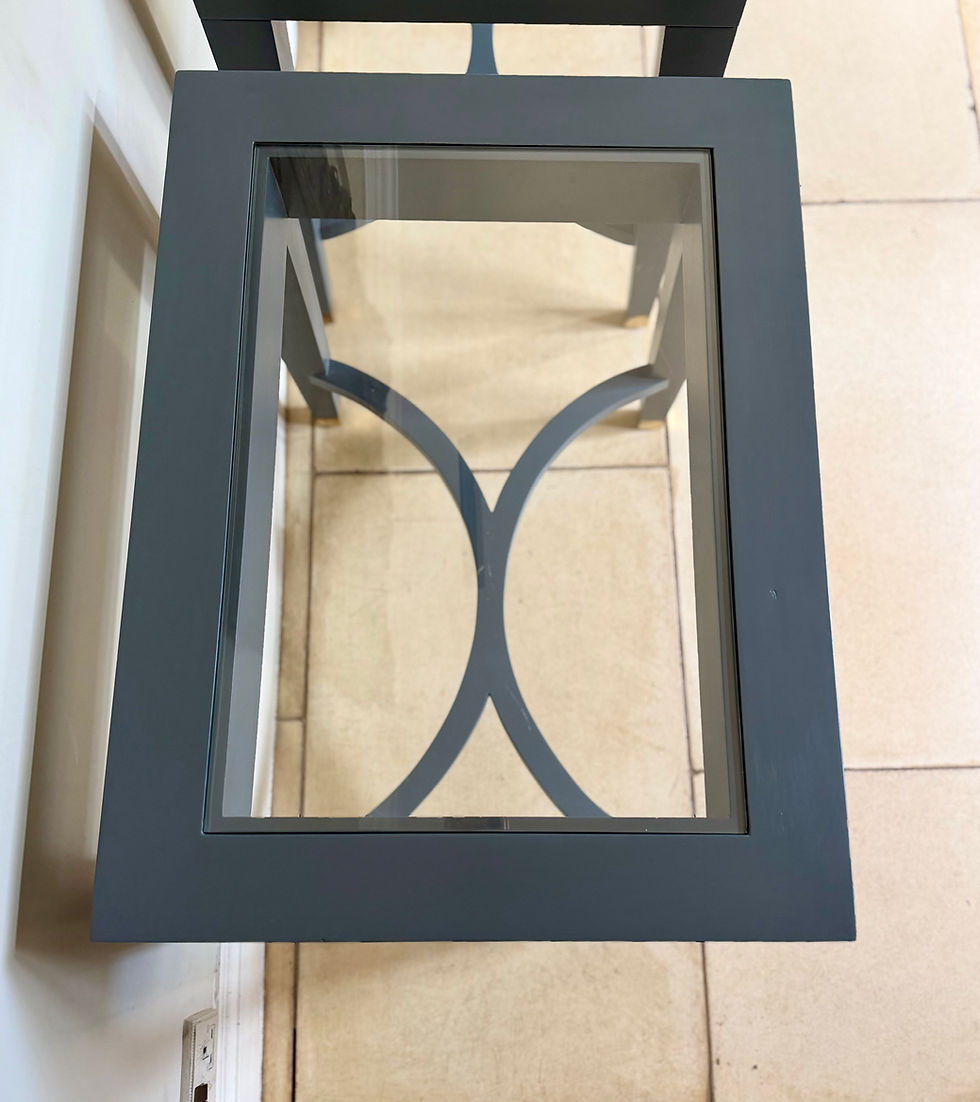 Thumbnail: A Pair of Painted Glass Top Side Tables