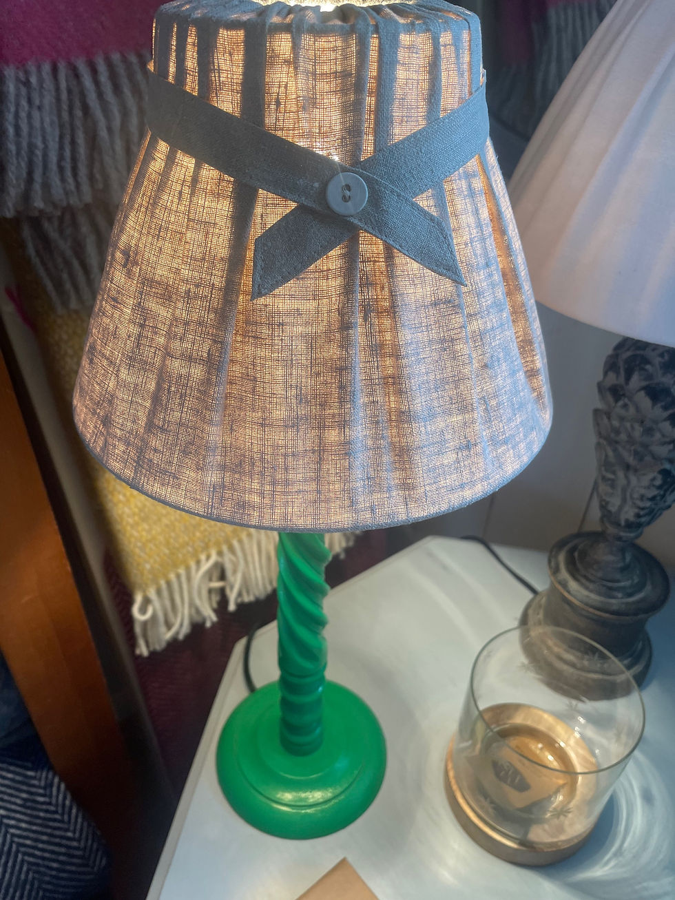 Thumbnail: Painted wooden lamp and shade