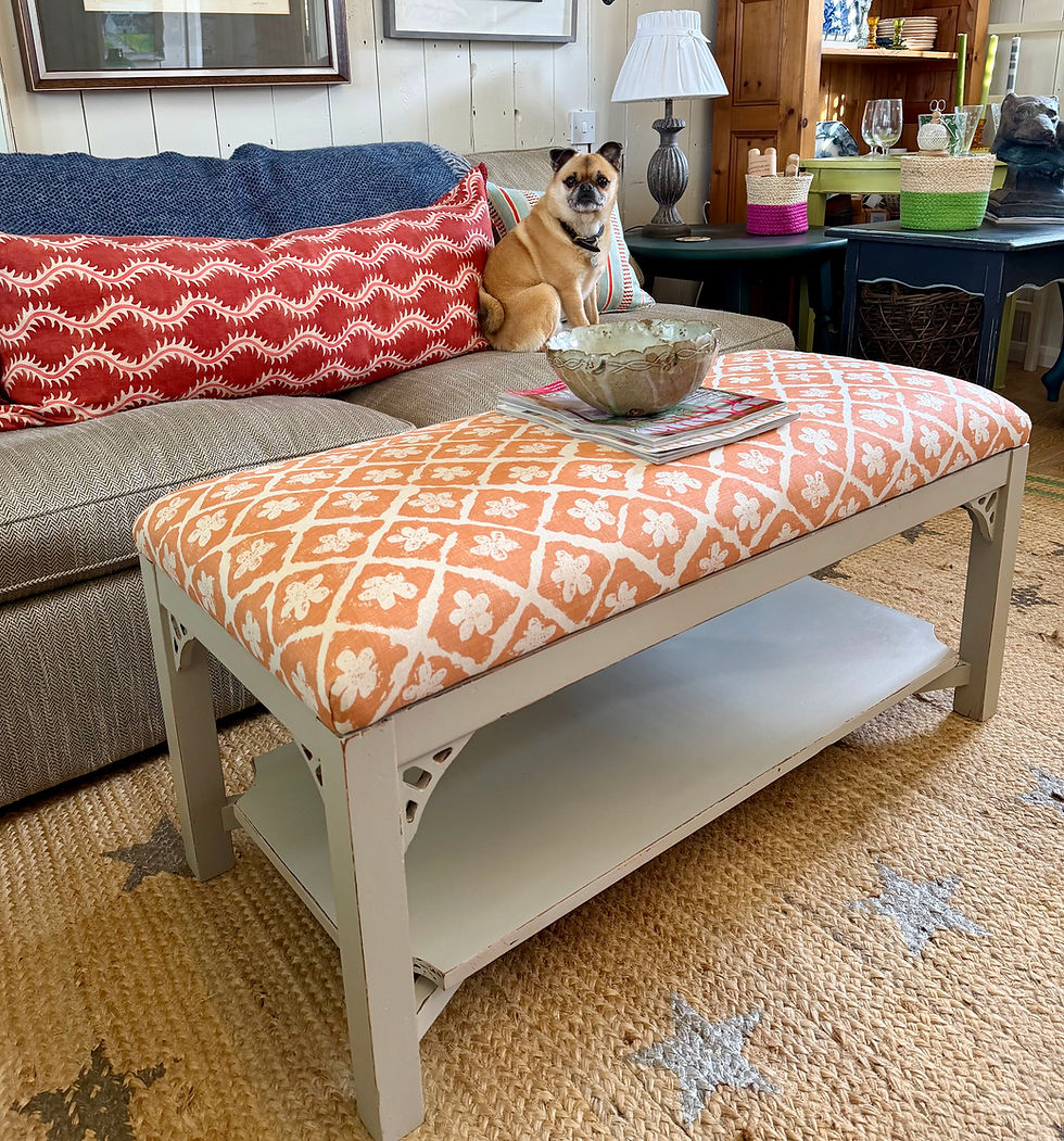 Thumbnail: Painted Upholstered Stool/Coffee Table