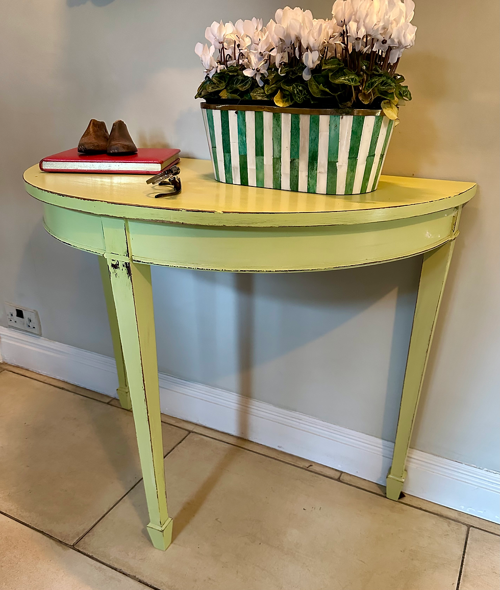 Thumbnail: Painted Vintage Mahogany Demi Lune Table