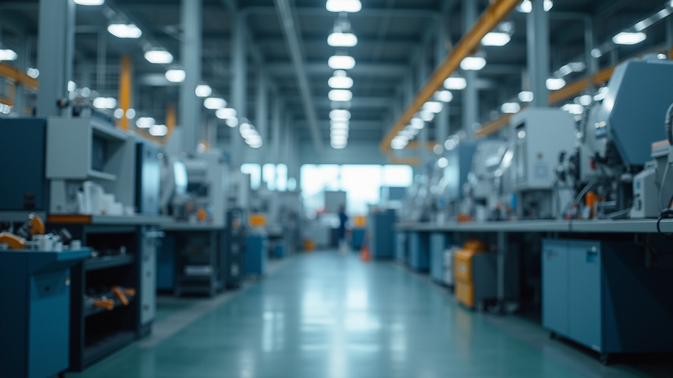 High angle view of a modern manufacturing facility with advanced machinery