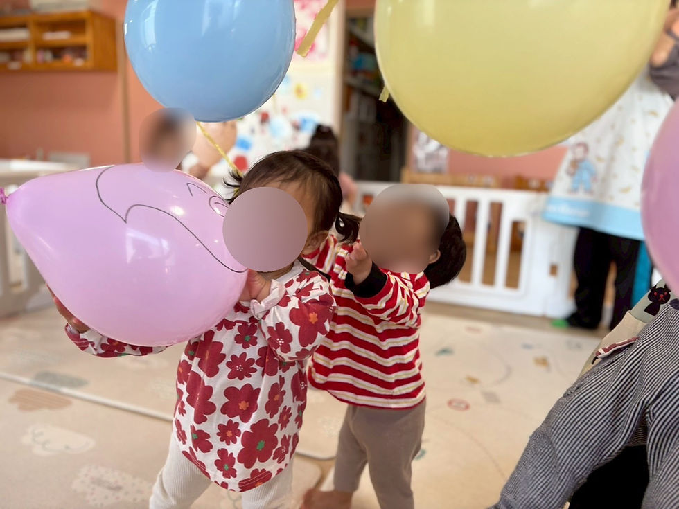 室内で風船あそび🎈✨《福岡県飯塚市中 幸袋らぶはーと保育園 365日開園》