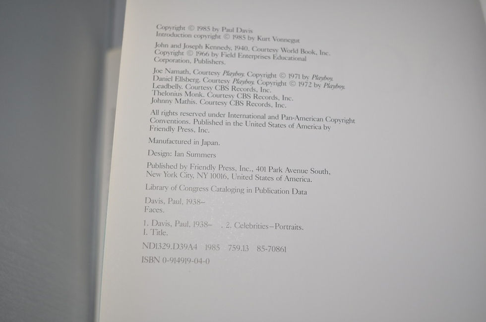 サムネイル： Faces,Paul Davis Portraits,Paul Davis,Kurt Vonnegut,ポール・デイビス,古書,古本,千葉,佐倉,京成佐倉,アベイユブックス