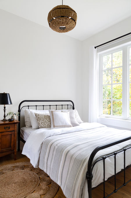 LVZ Design_Full Service Interior Design_Barrie, Ontario_guest-bedroom-white-bedding-wicker