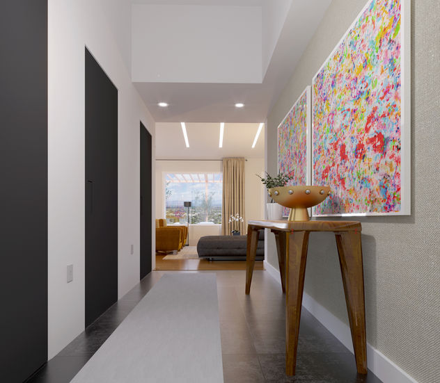 Lynne Parker Designs _Baldwin House_Modern European Home Interior_ hallway wallpaper illustration