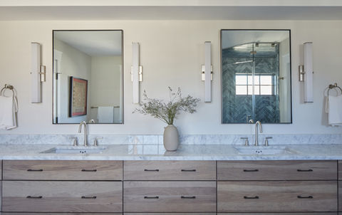 Primary Bathroom in Spring Lake New Jersey in the Sussex Avenue Project designed by Salt Design Company