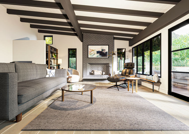 Lynne Parker Designs _Playa House_Ocean View Open Plan Remodel_ contemporary living room illustration