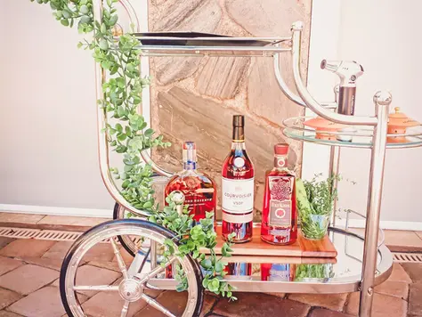 Mobile Bar Cart setup for a corporate event smoked whiskey tasting in Cheltenham, PA