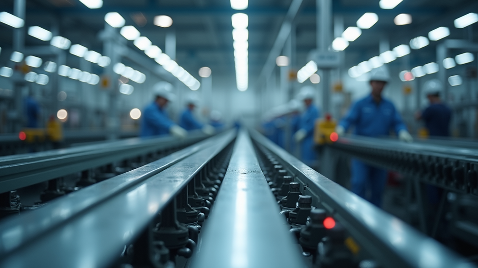 Eye-level view of a modern manufacturing facility showcasing efficient production lines