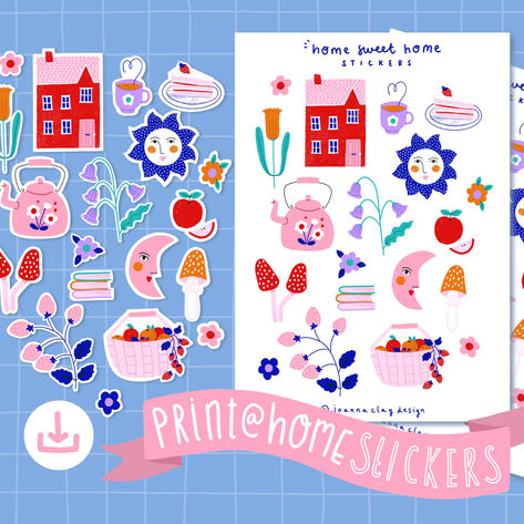 joanna clay cottagecore planner decor sticker sheet