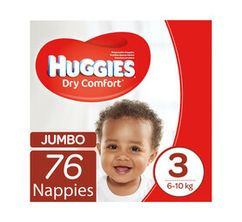 Huggies Dry Comfort Jumbo Disposible Nappies Size 3 (1 x 76's)