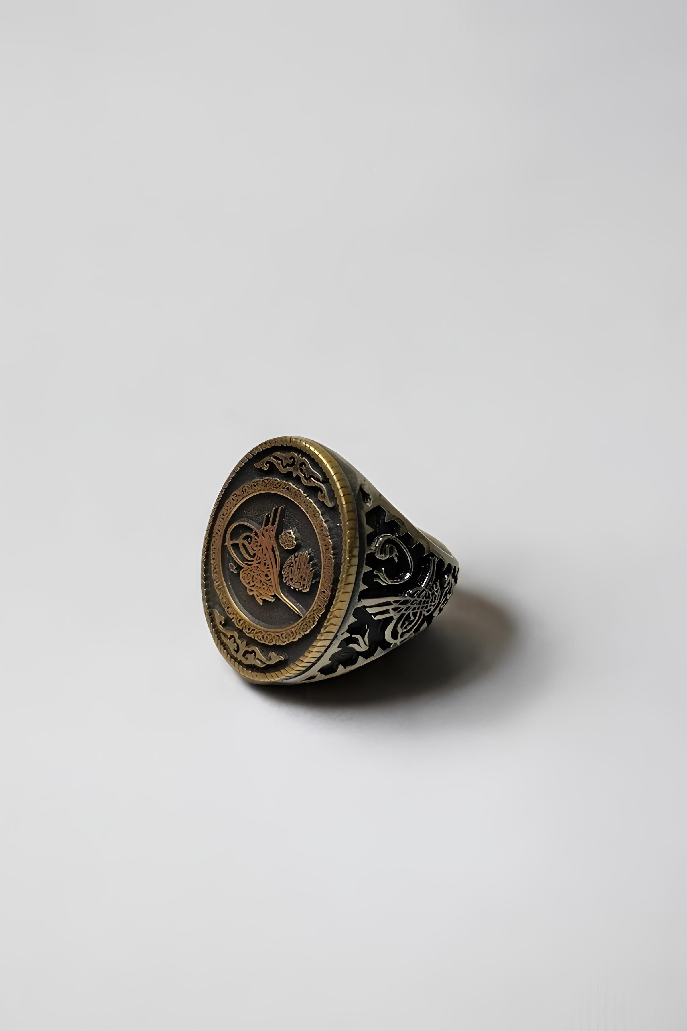 Tuğra İşlemeli 925 Ayar Gümüş Yüzük