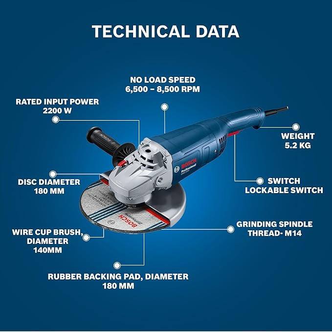 Thumbnail: Bosch GWS 2200 Corded Electric Angle Grinder