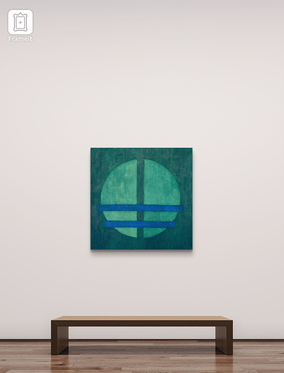 Linhas azuis sobre círculo verde