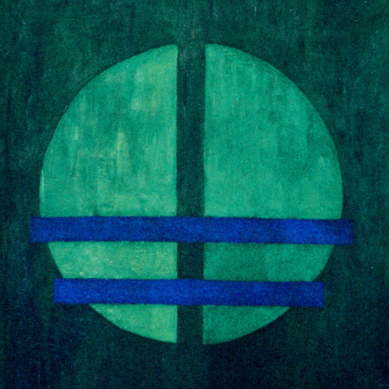 Linhas azuis sobre círculo verde