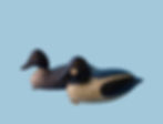 Wooden hand carved miniature duck decoy pair from New Jersey