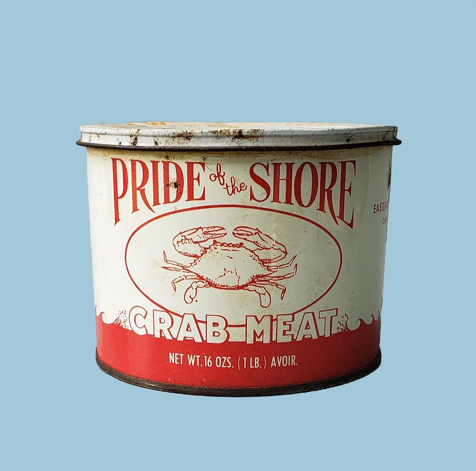 Thumbnail: Crab Meat Tin Advertising Can Pride of the Shore Brand Onancock Virginia