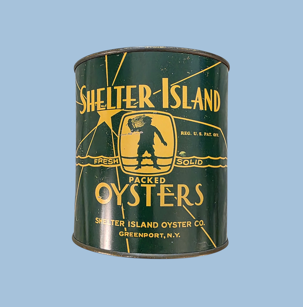 Thumbnail: Vintage NY oyster tin cans from Shelter Island Greenport New York