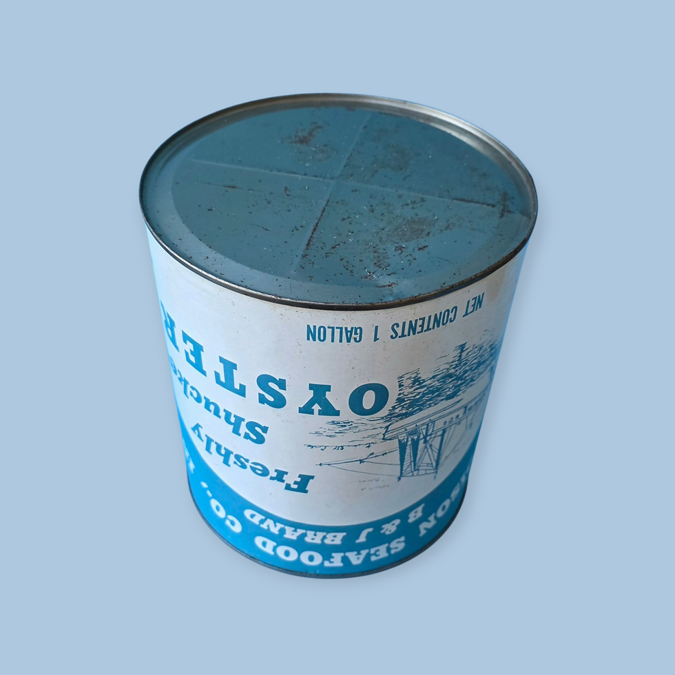 Thumbnail: B and J Brand Gallon Oyster Tin Can from Madison Seafood Co.