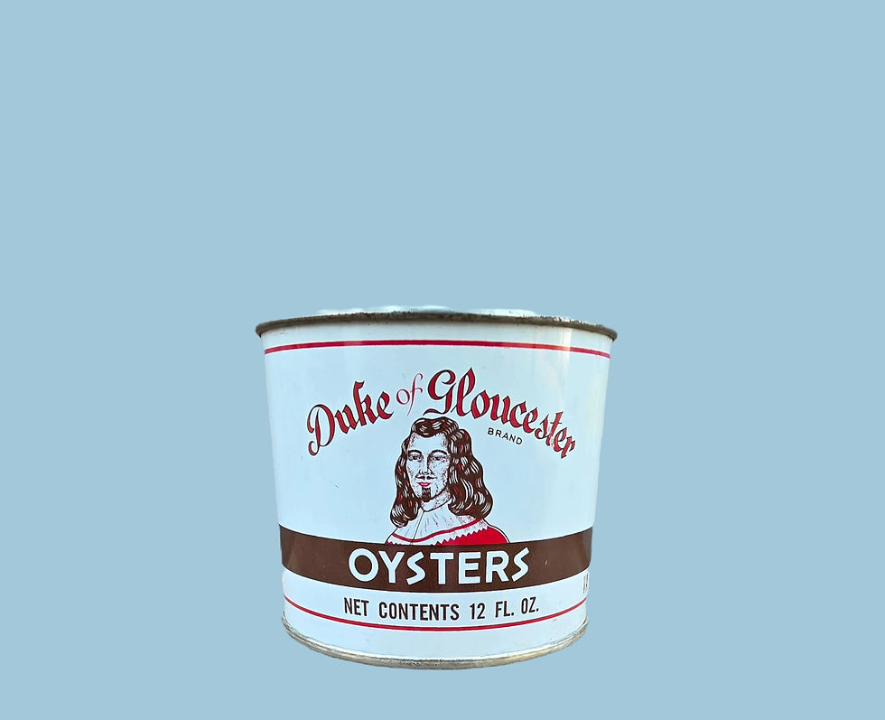 Vintage Duck of Gloucester oyster can from Hayes Virginia
