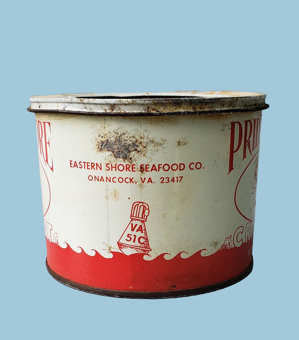 Thumbnail: Crab Meat Tin Advertising Can Pride of the Shore Brand Onancock Virginia