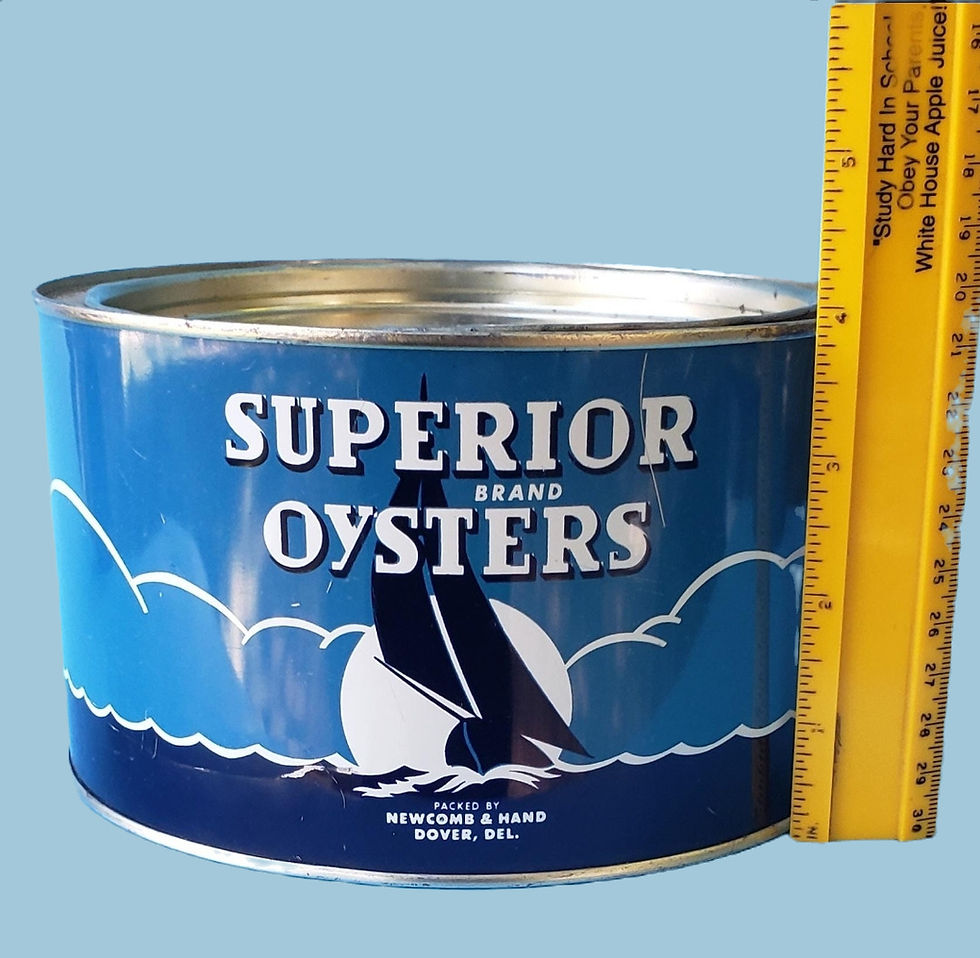 Thumbnail: Old oyster can from Newcomb and Hand in Dover Delaware