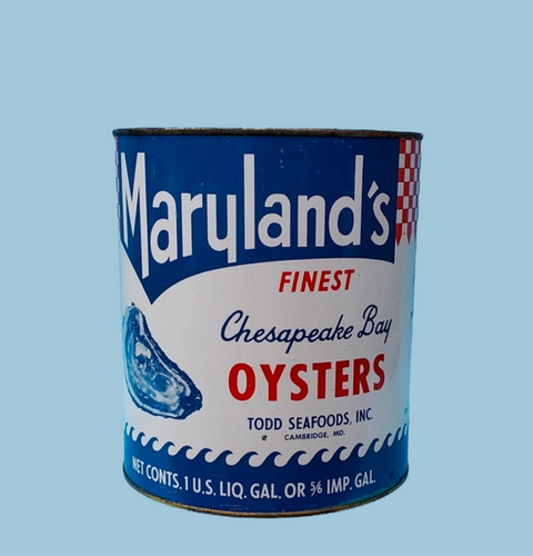 Maryland's Finest Gallon Oyster Tin Can | Wye River Antiques