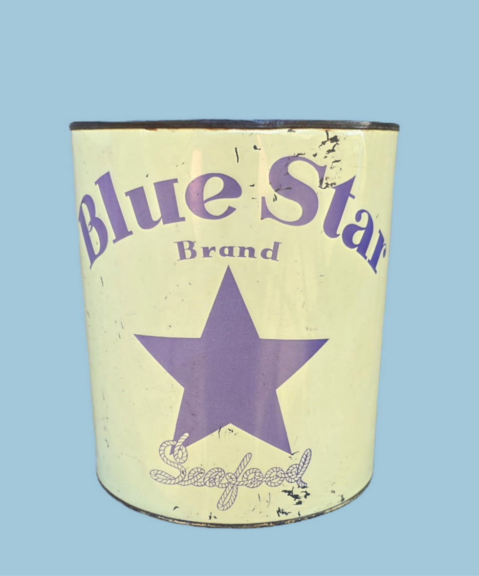 Vintage Blue Star oyster tin from Grasonville Maryland