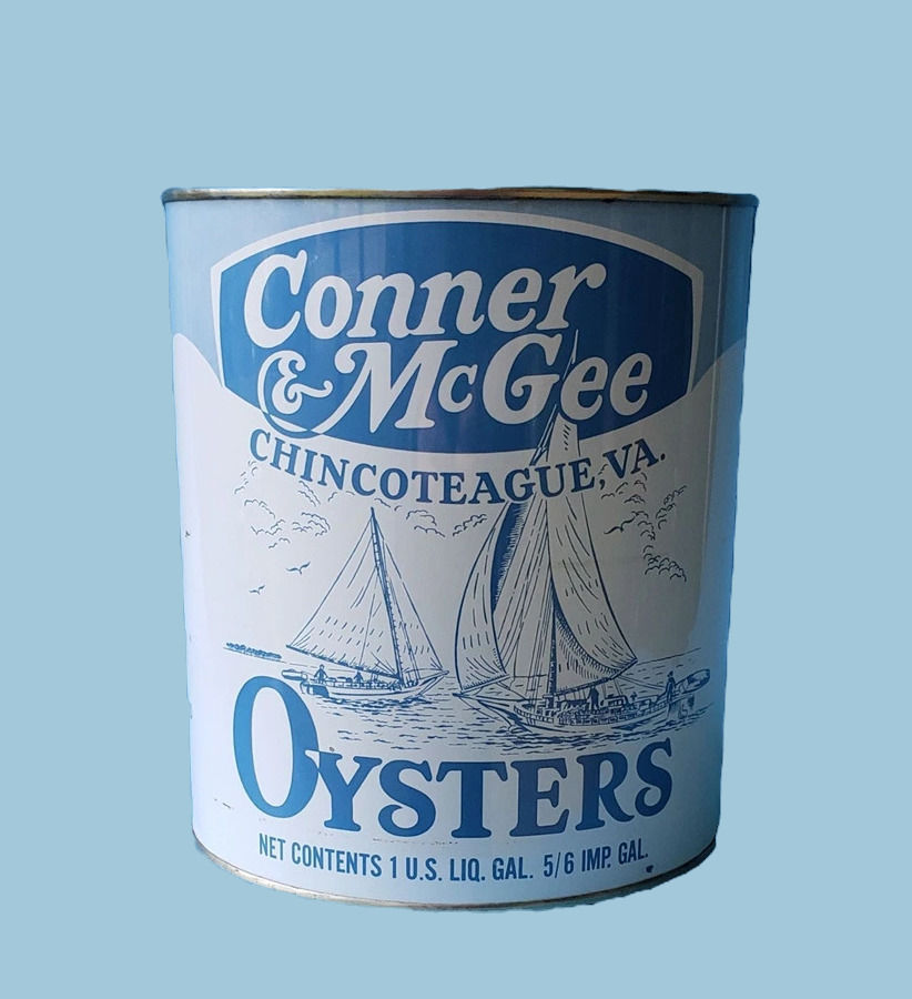 Vintage Connor McGee oyster tin from Chincoteague VA