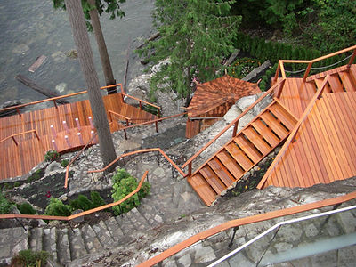 Cedar wood deck, stairs, rails and gazebo built in West Vanvouver