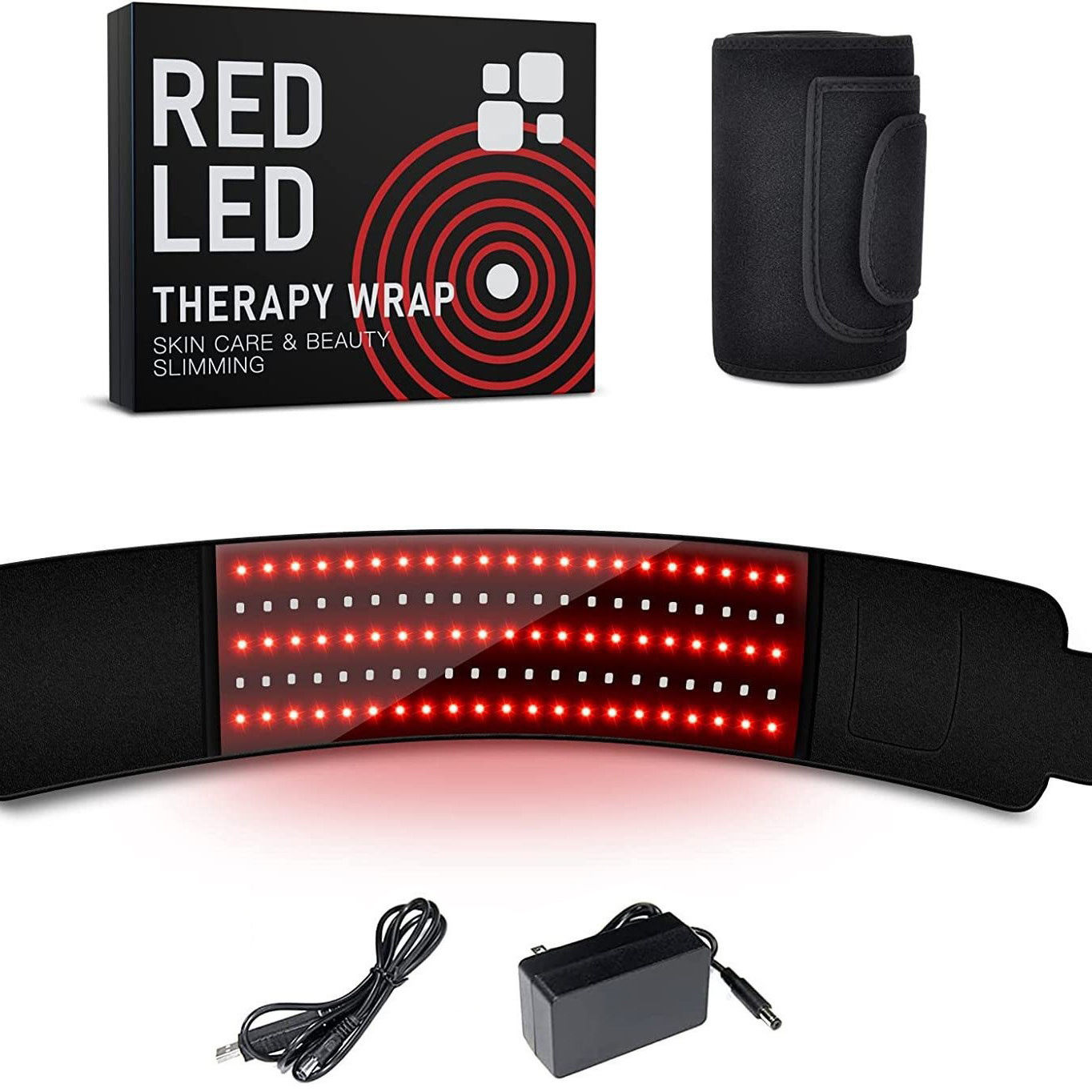 Portable - LED Red Light Therapy Belt with Heating and Massage Settings