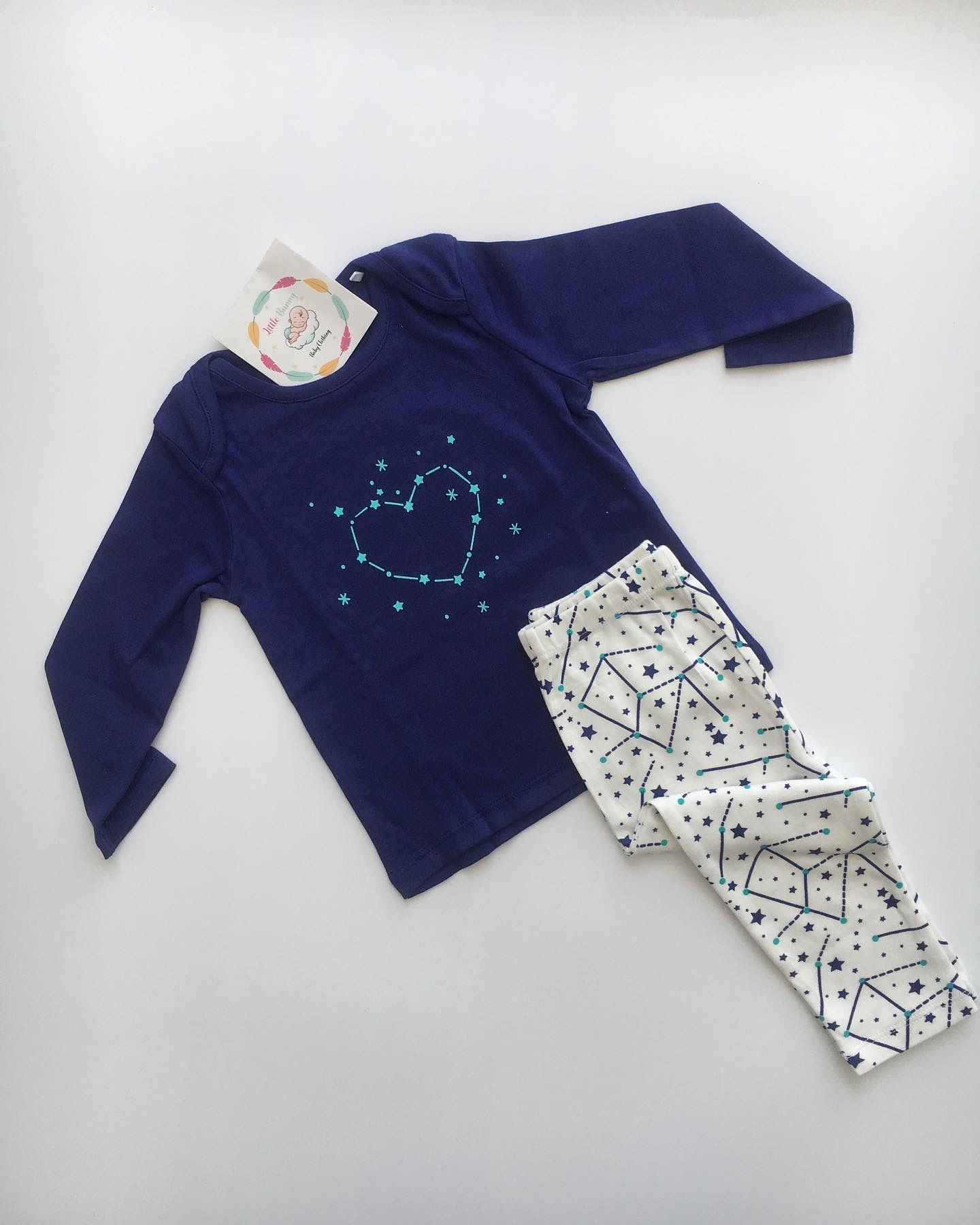 Dark Blue Heart Cotton pyjama set 