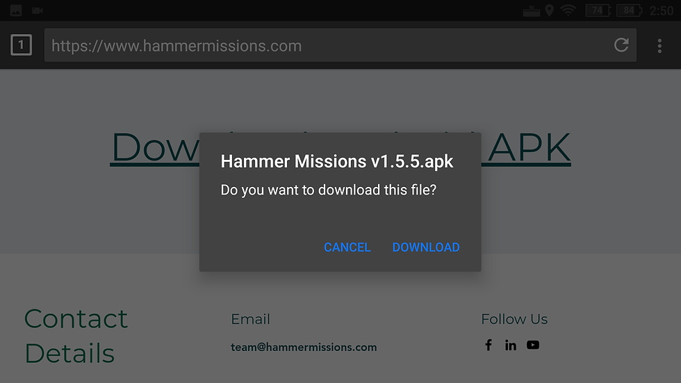 Install Hammer Missions App screen