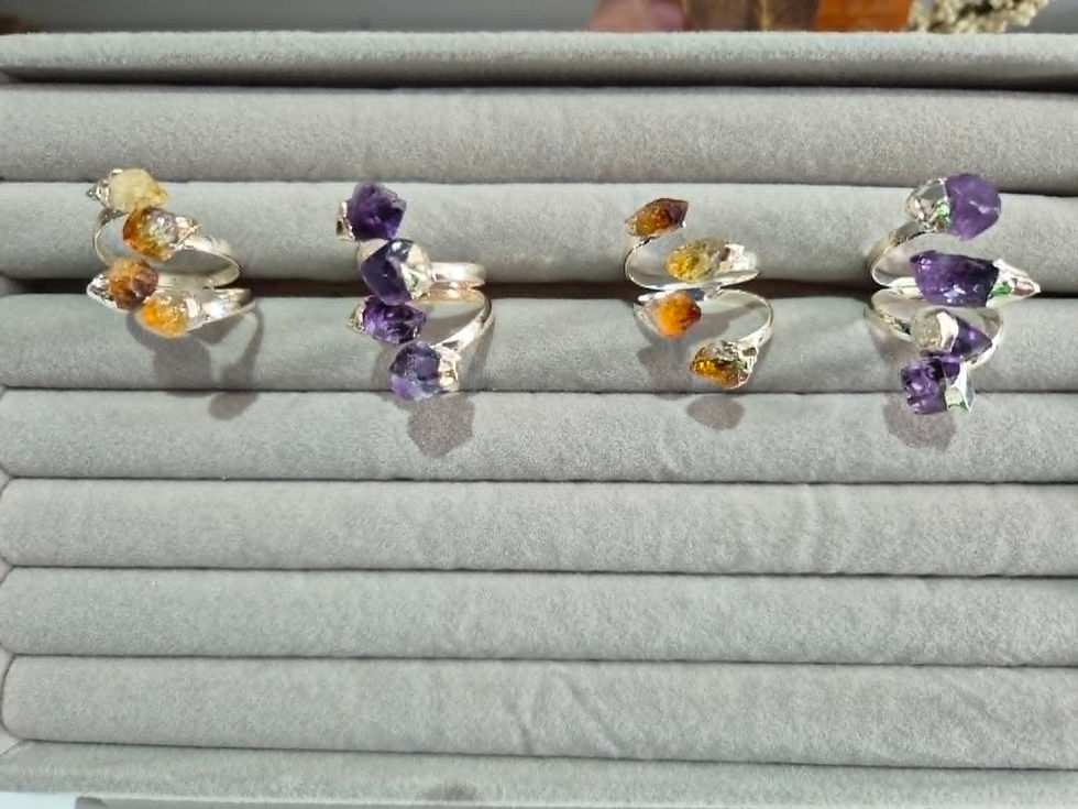 Thumbnail: Handcrafted Amethyst 4 Point Extendable Ring