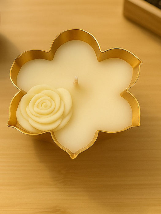 Decorative soy wax candles with floral designs and natural scents