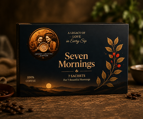 Seven Mornings Premium Instant Coffee box with 7 sachets