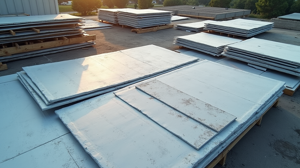High angle view of roofing materials laid out for a commercial roofing project