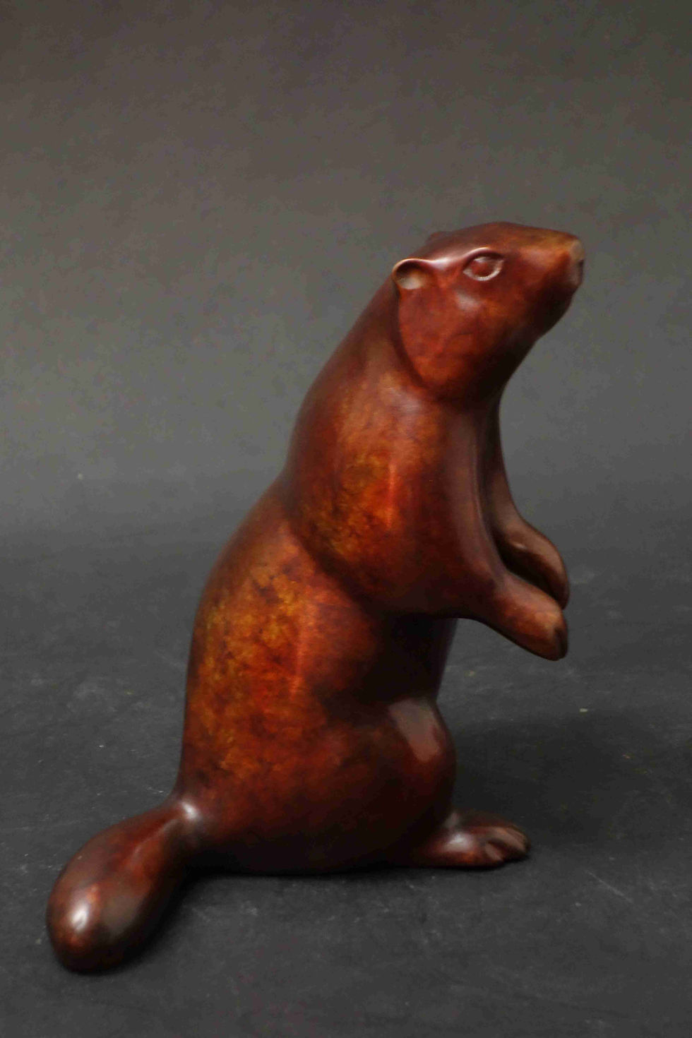 Marmotte guetteuse, h 14 cm, bronze de Christian delacoux