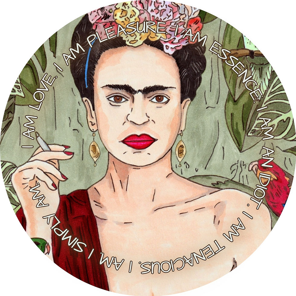 Miniaturbild: Wunderschöner Frida Kahlo-Untersetzer mit „I am love“-Zitat, 9 cm x 9 cm