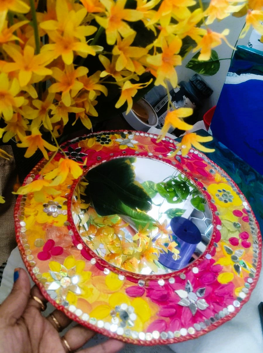 Thumbnail: Textured Mirror Art (Pink)