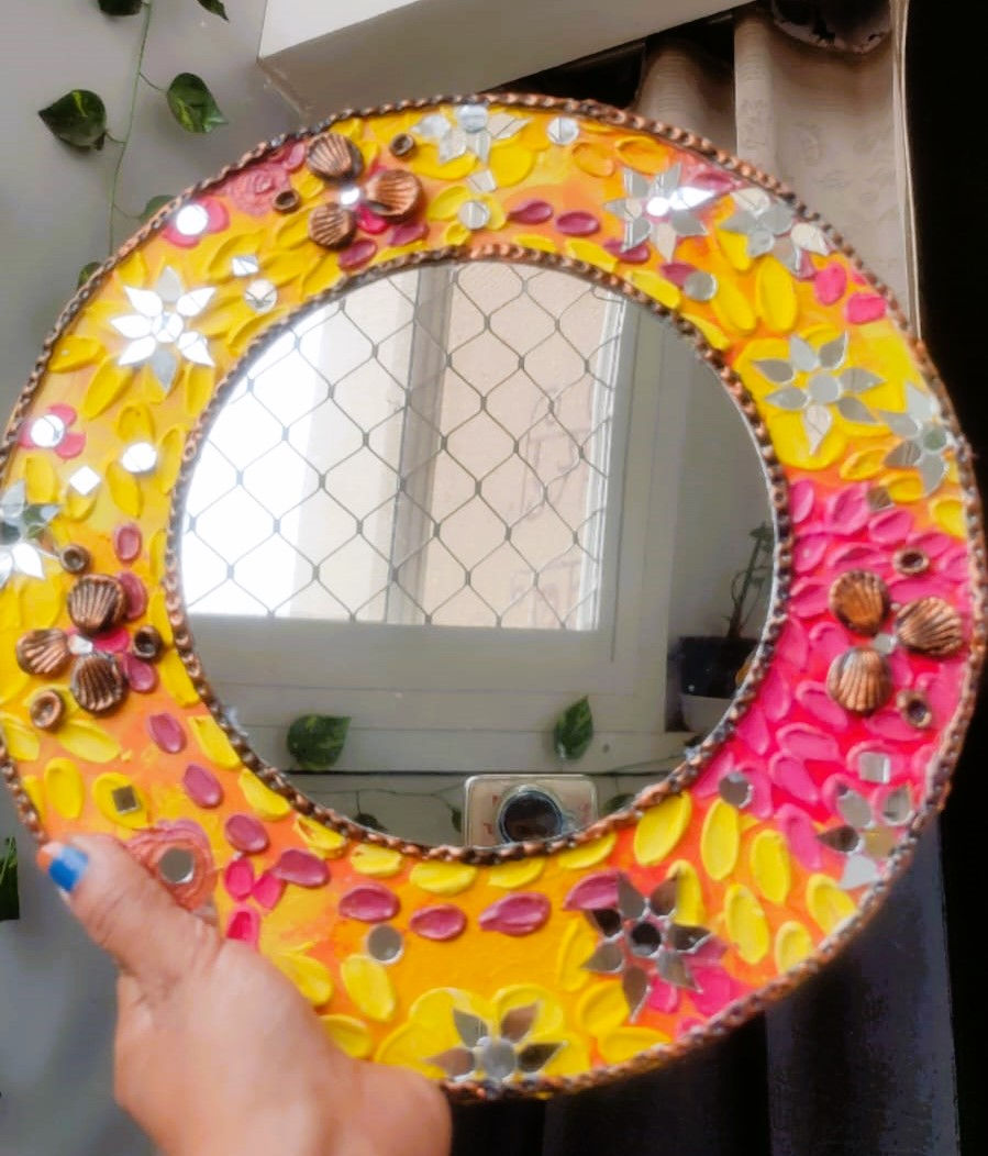 Thumbnail: Textured Mirror Art (Pink)