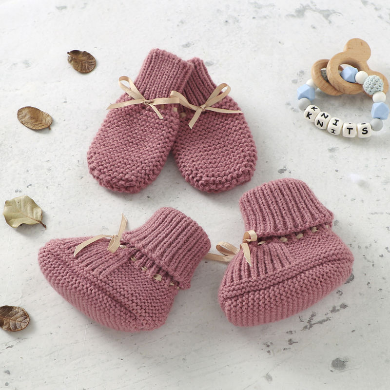 Thumbnail: Baby Shoes + Gloves Set Knit Newborn Girls Boys Boots Mitten Fashion Butterfly-k