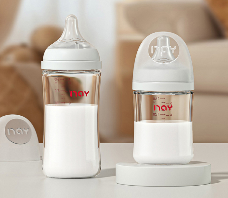 Thumbnail: Newborns' wide caliber anti choking glass milk bottle 0-3 months bottle straight