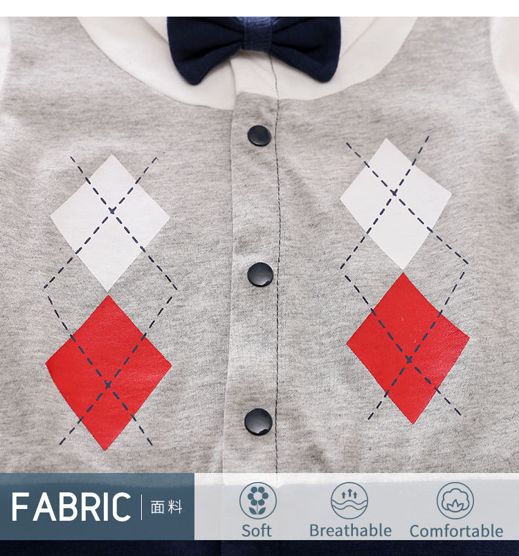 Thumbnail: 0-18 Baby Bodysuit Gentleman Style Handsome Formal Cotton Comfortable Soft Boys 
