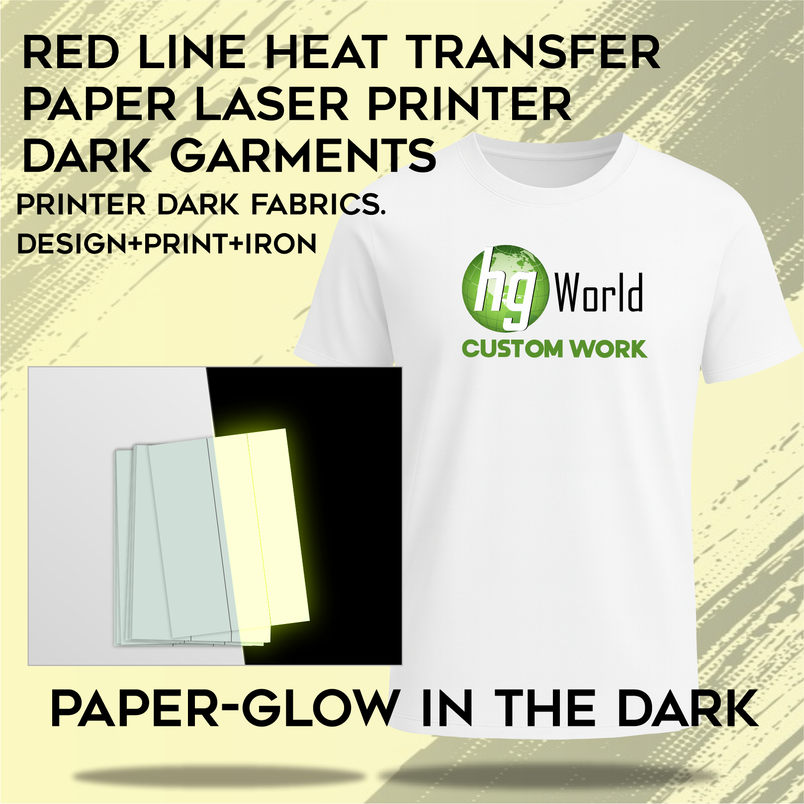 GLOW IN THE DARK Heat Transfer Paper Inkjet Printer 8.5" x 11"
