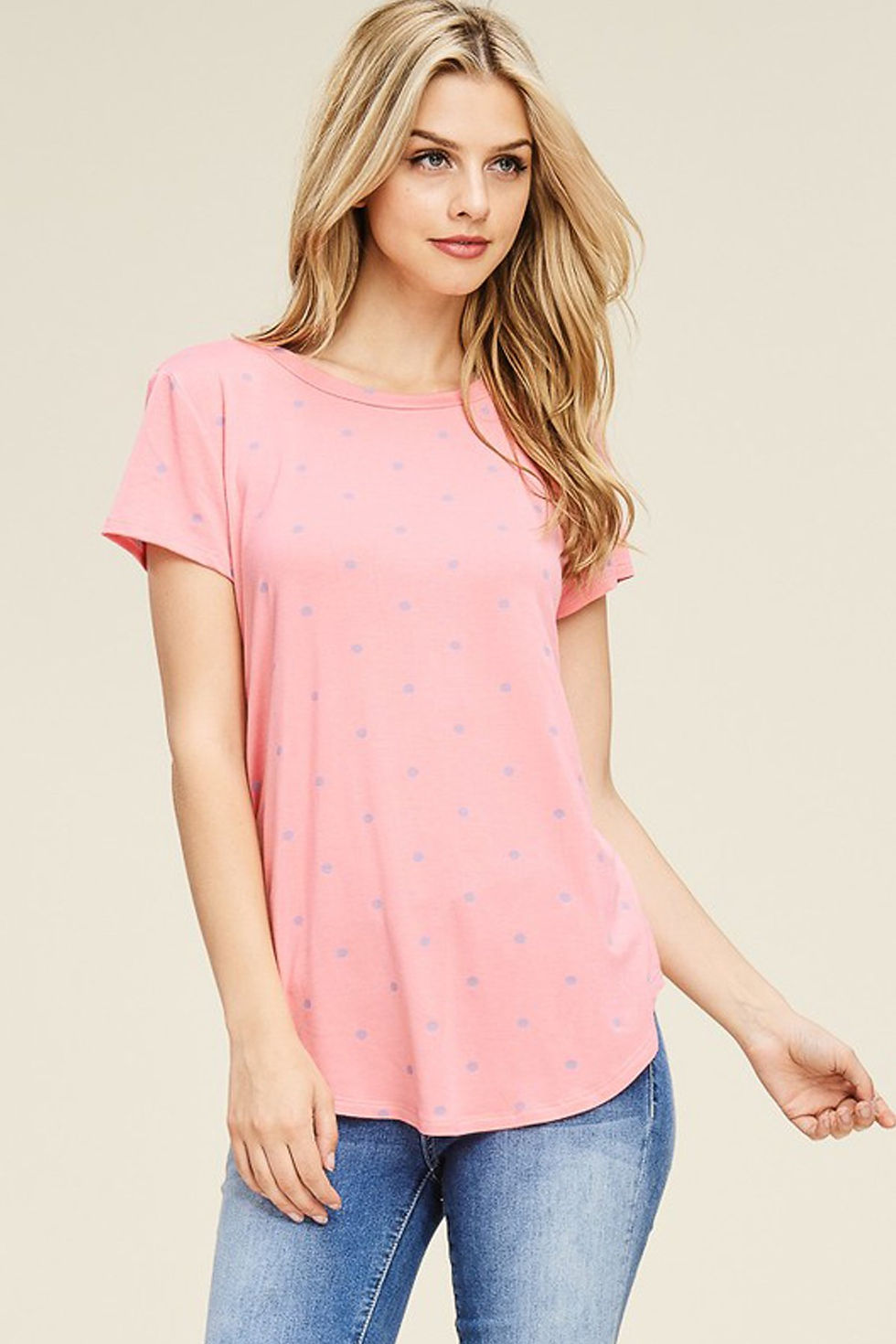 Thumbnail: Relaxed Polka Dot Crew Neck Top