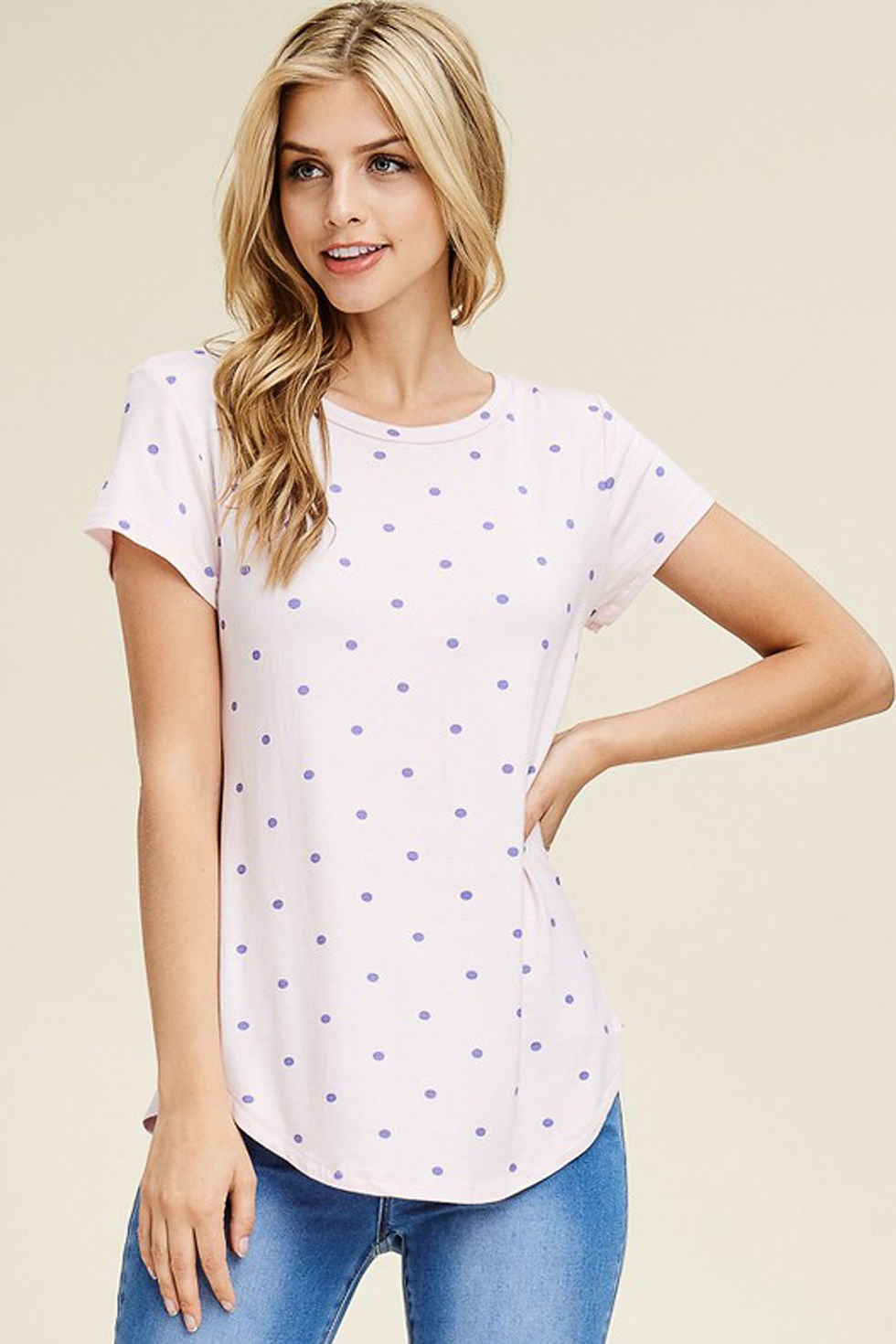 Thumbnail: Relaxed Polka Dot Crew Neck Top